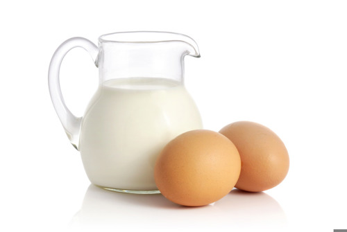One liter of fresh cow’s milk and two eggs.